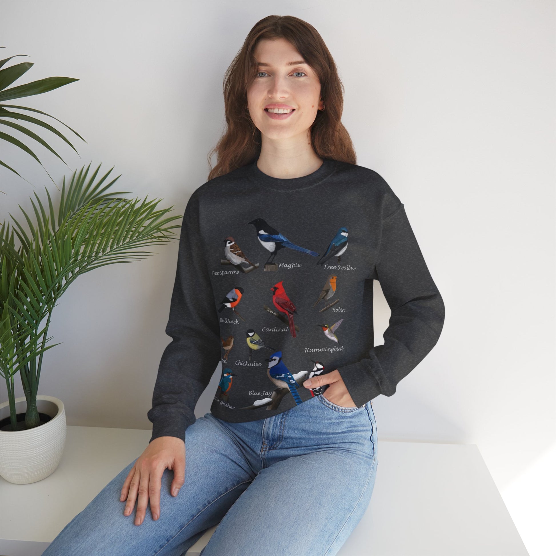 Garden Birds Cardinal Bluejay Bullfinch Crewneck Sweatshirt - jz.birds