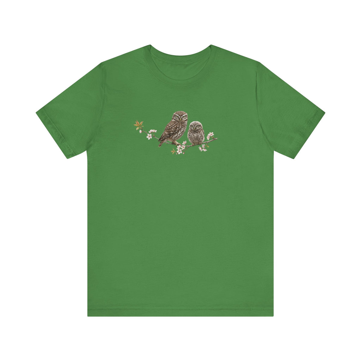 Little Owl & Fledgling T-Shirt | Spring Blossoms Unisex Graphic Tee