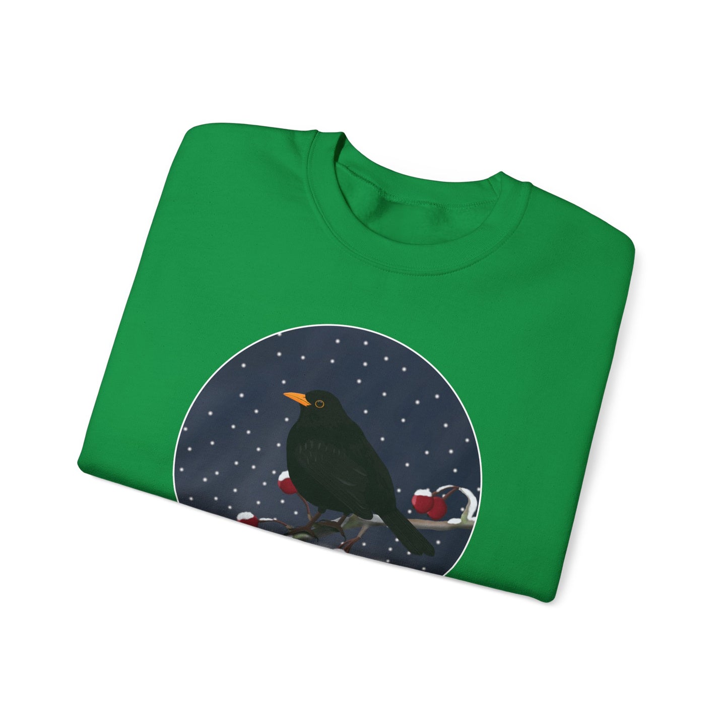 Blackbird on a Winter Branch Birdwatcher Christmas Bird Sweatshirt