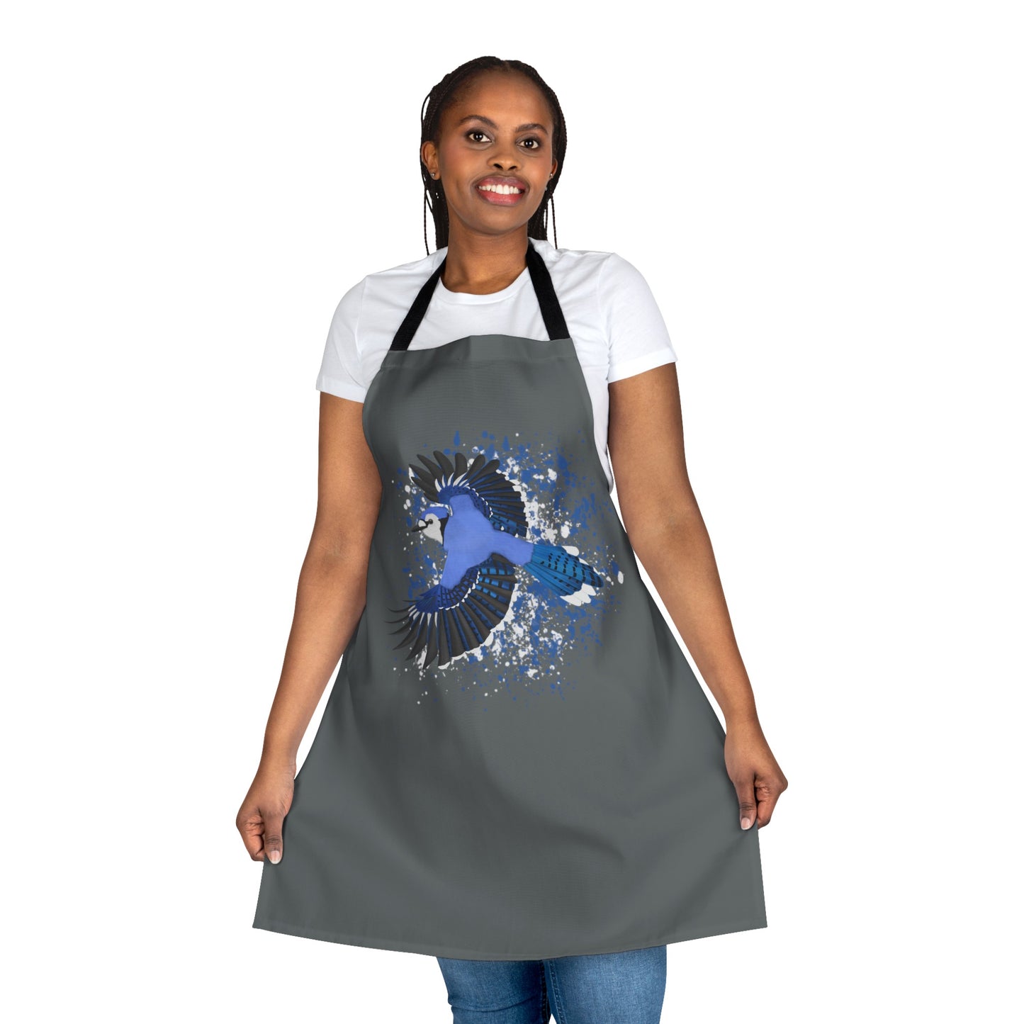 Blue Jay Birdwatcher Bird Art Apron Dark Grey