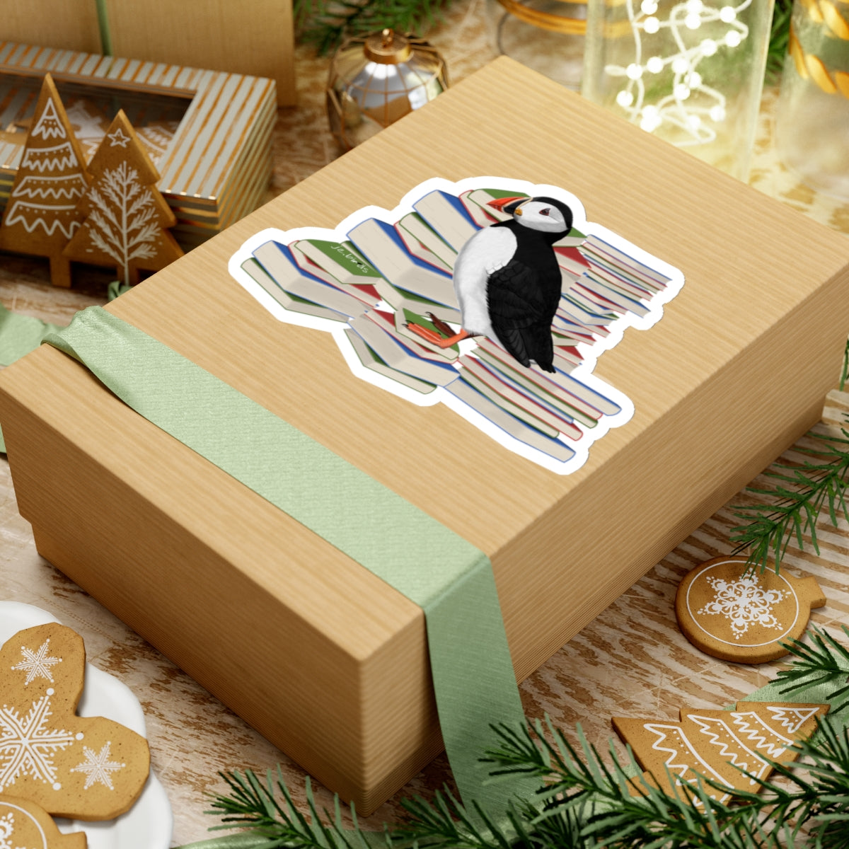 Puffin Bird and Books Birdlover Bookworm Sticker