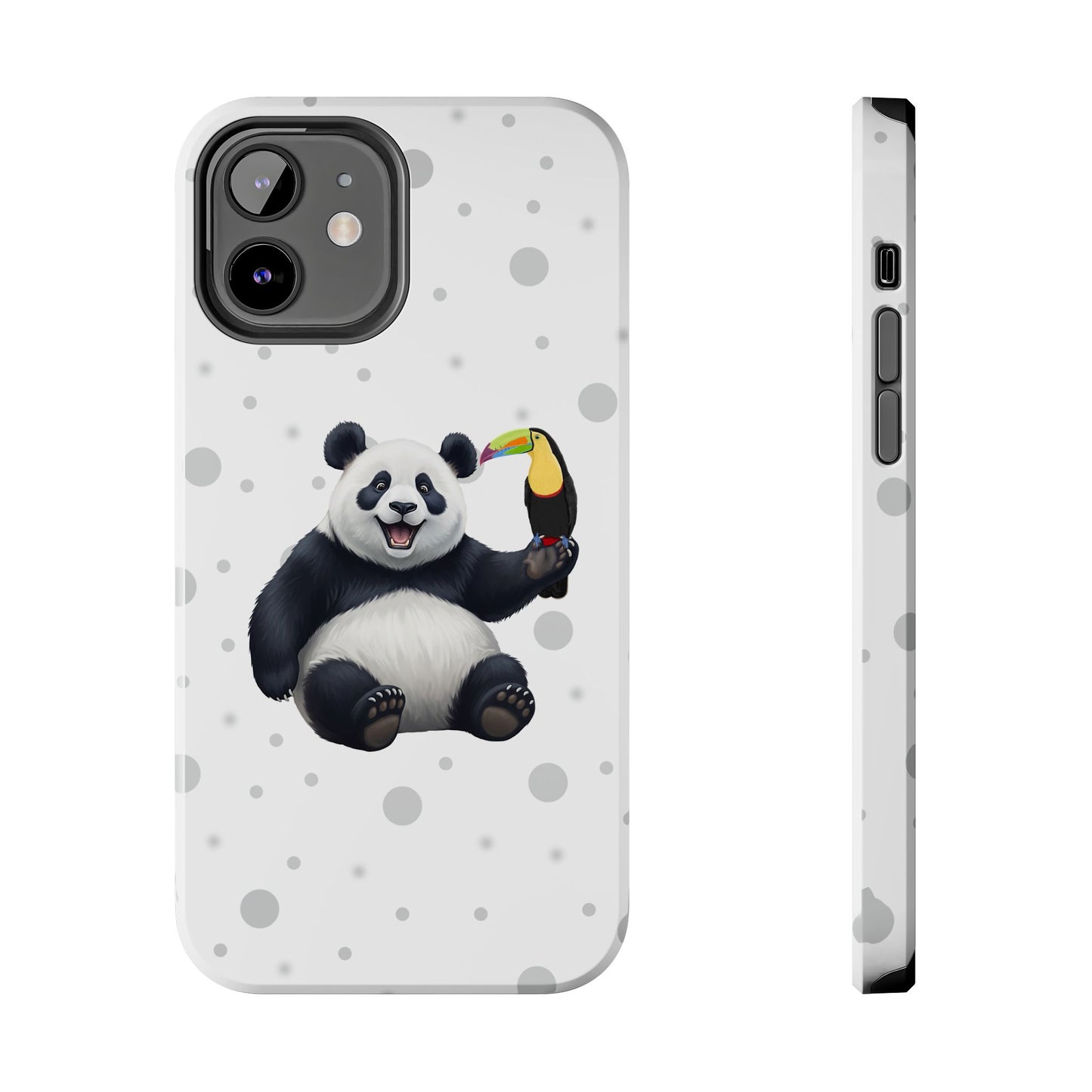 Cute Panda Bear with a Toucan Animal iPhone Case - Dual-Layer PC/TPU Protective Cover for iPhone