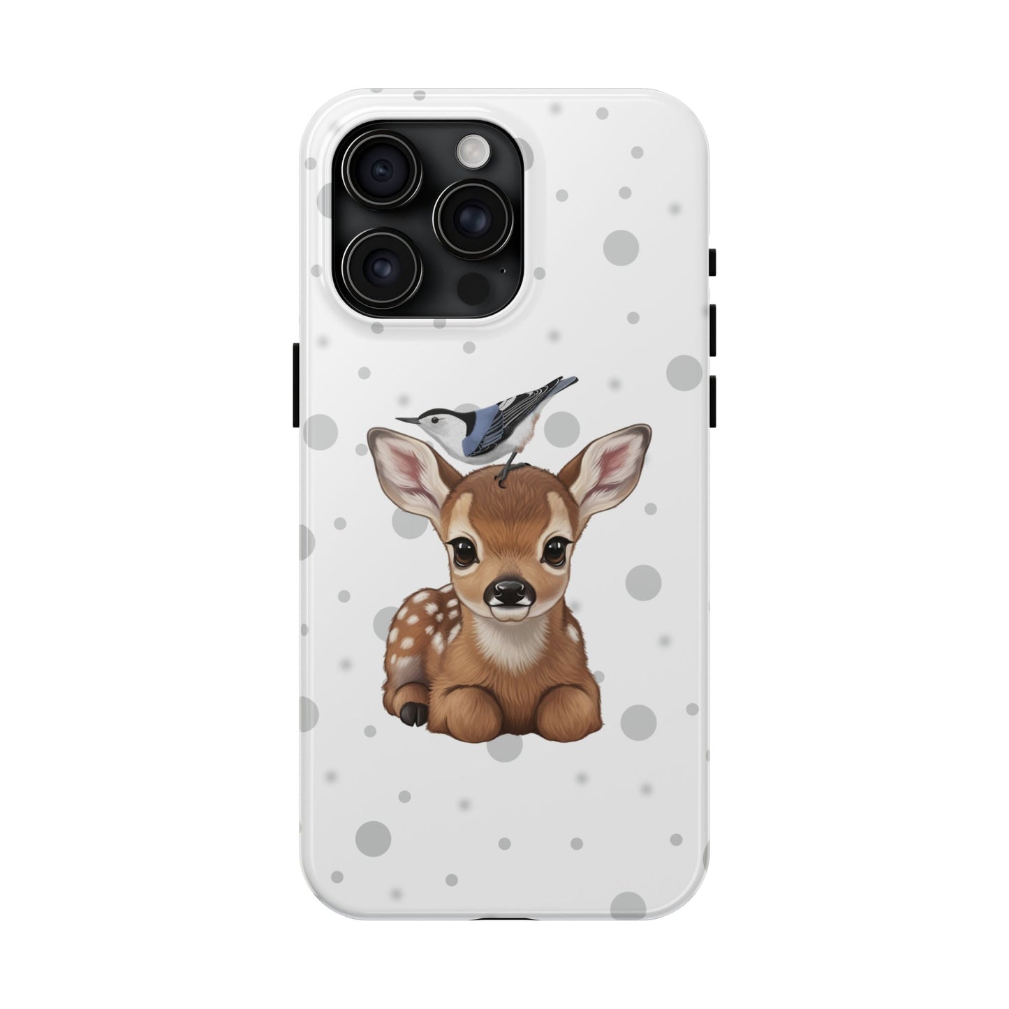Cute Fawn with a Nuthatch Animal iPhone Case - Dual-Layer PC/TPU Protective Cover for iPhone