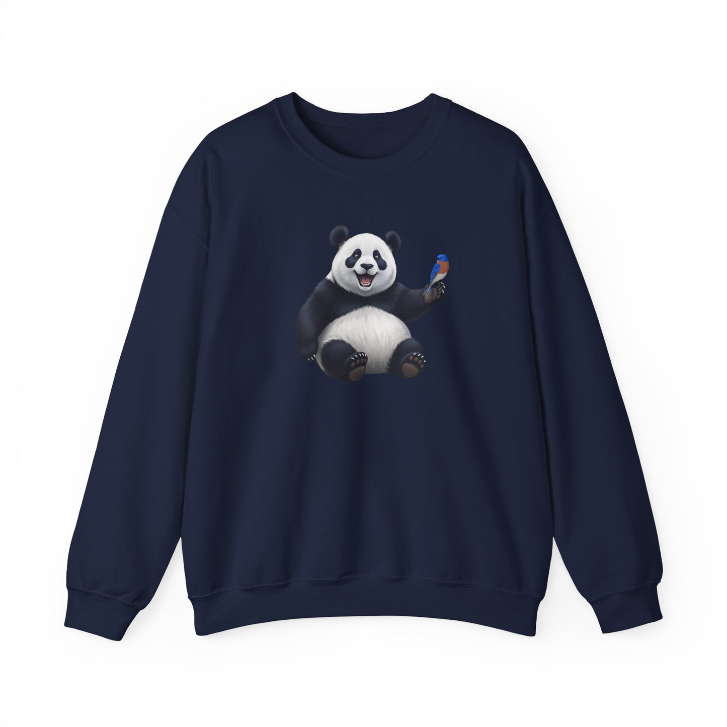 Panda Bear with a Bluebird Sweatshirt Bird & Animal Lover