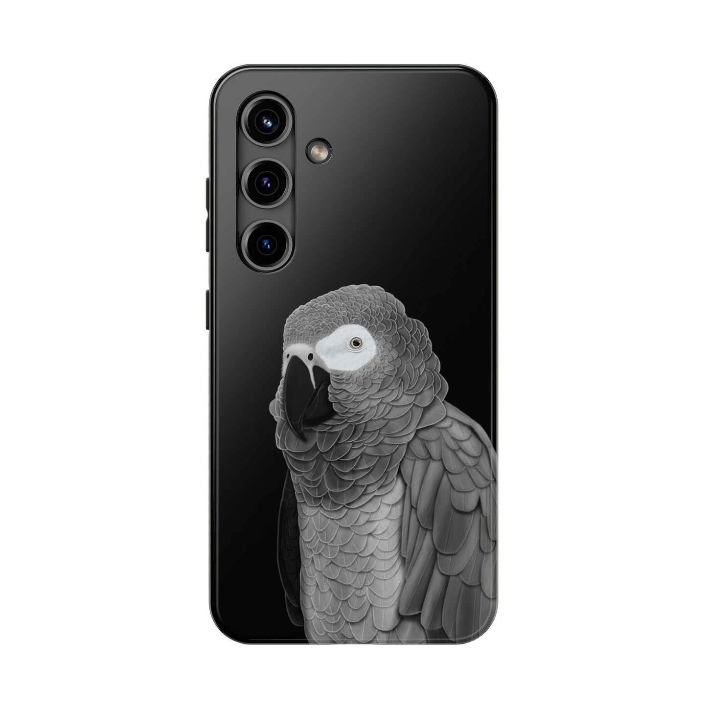 Grey Parrot Bird Art Tough Phone Case Black