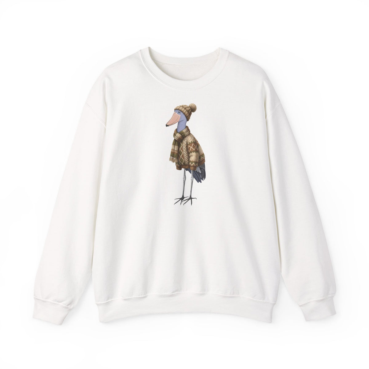 Schuhschnabel in Strick Sweatshirt Vogelmotiv – Animal Graphic Tee und Casual Everyday Wear Stil