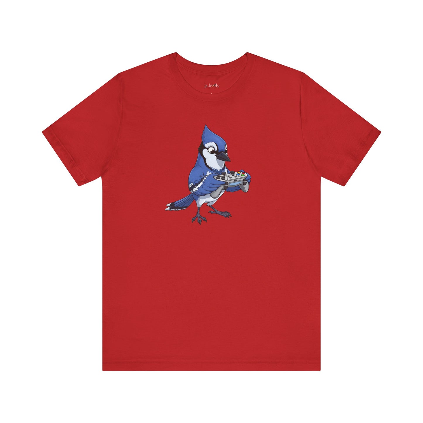 Blue Jay Playing Video Games Funny Gamer and Bird Lover T-Shirt