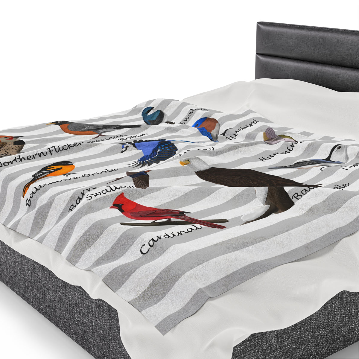 Hummingbird, Bluebird, Blue Jay, Cardinal and Robin Sofa Blankets on All Over Print background