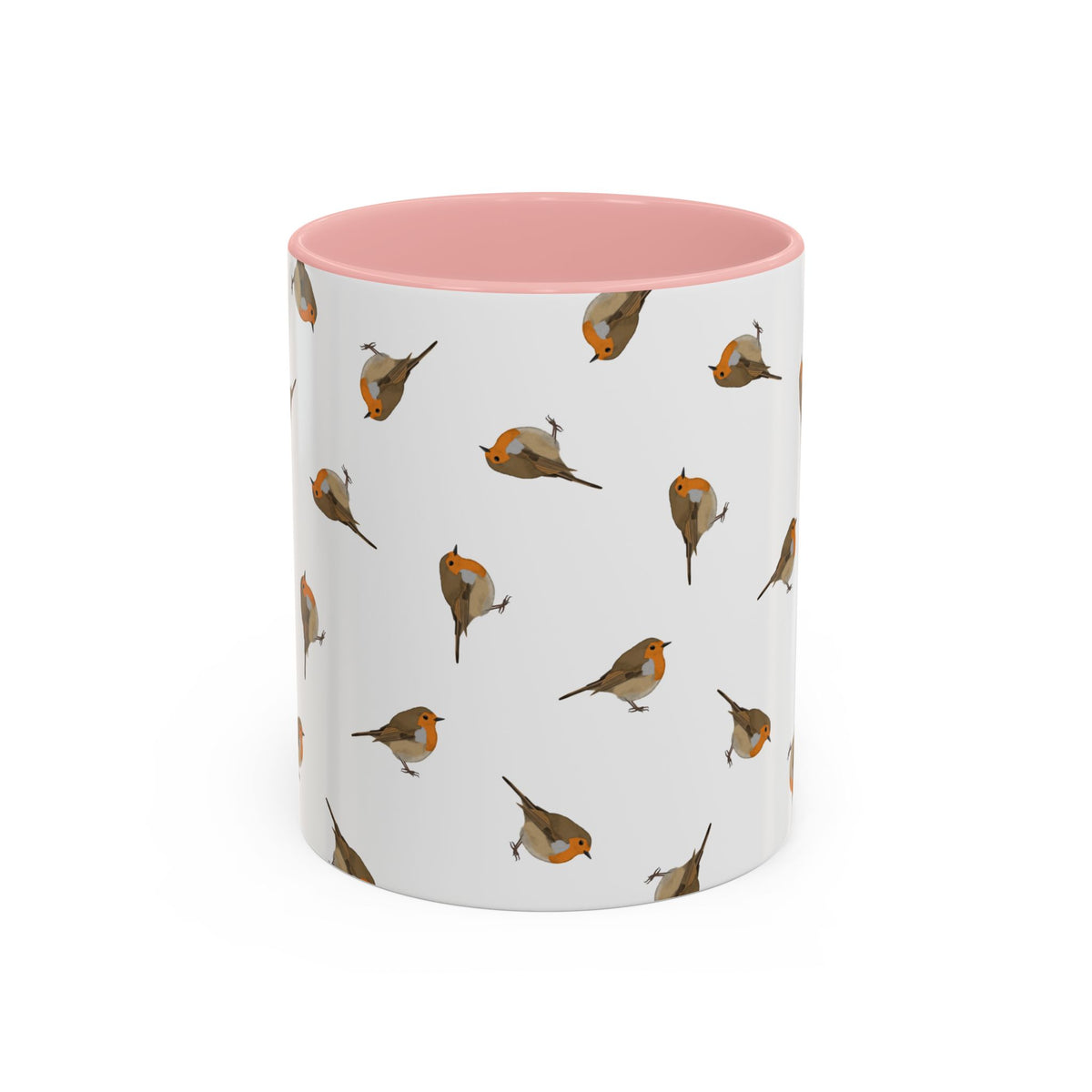 Rotkehlchen Tasse mit Streumuster | Vogelmotiv Kaffeebecher für Vogelbeobachter & Naturfreunde – Accent Coffee Mug,