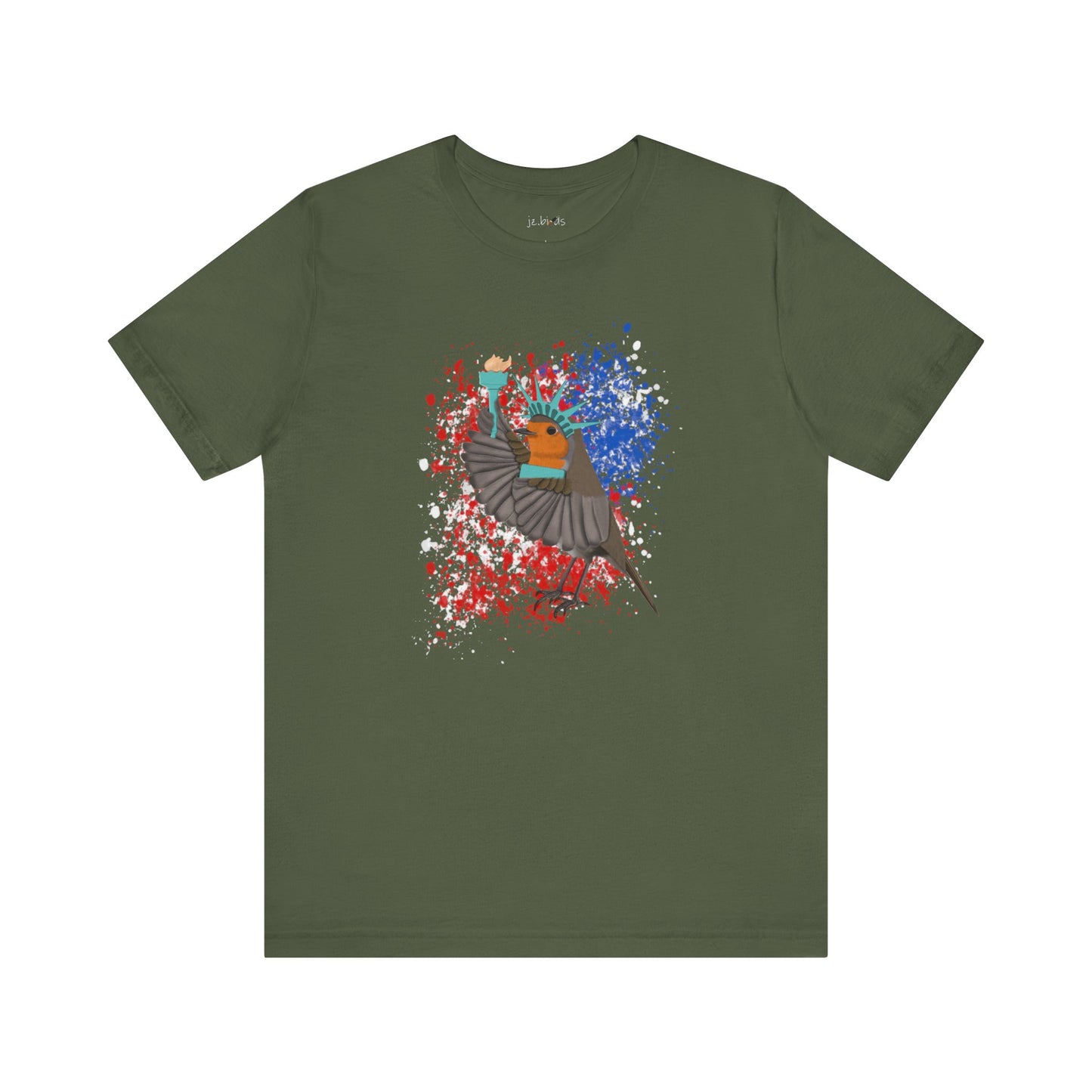 Robin 4th of July Independence Day Statue of Liberty Bird T-Shirt