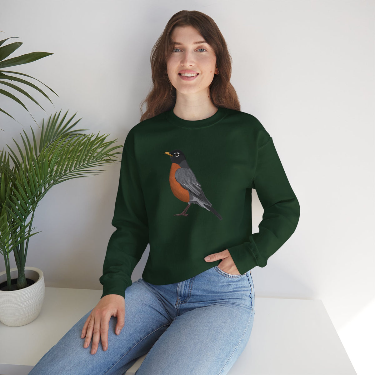 Robin Bird Watcher Biologist Crewneck Sweatshirt