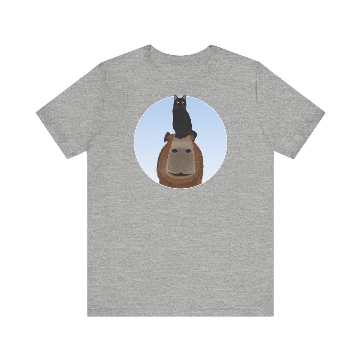 Capybara mit Schwarzer Katze T-Shirt