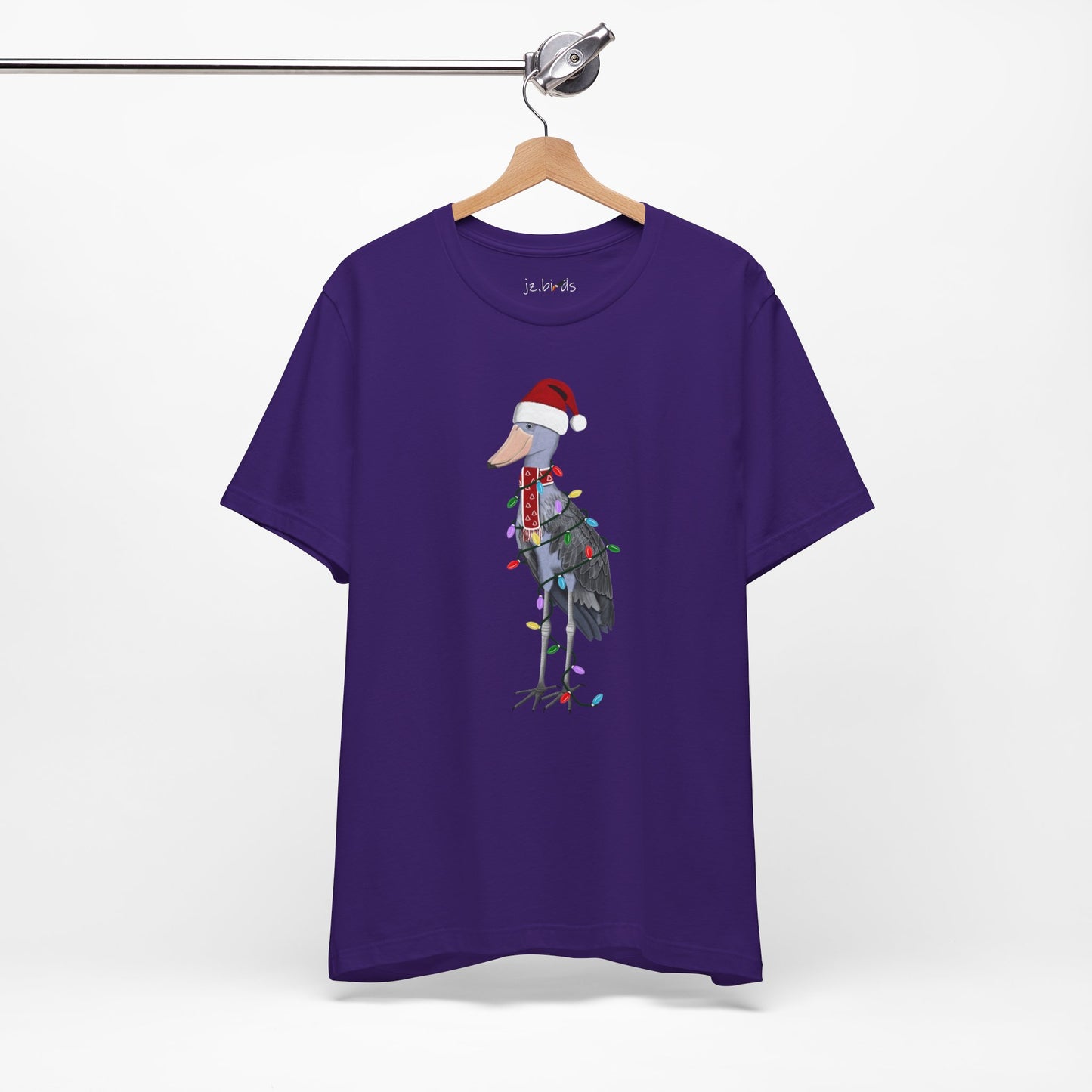 フェアリーライト付きハシビロコウのクリスマスバードTシャツ