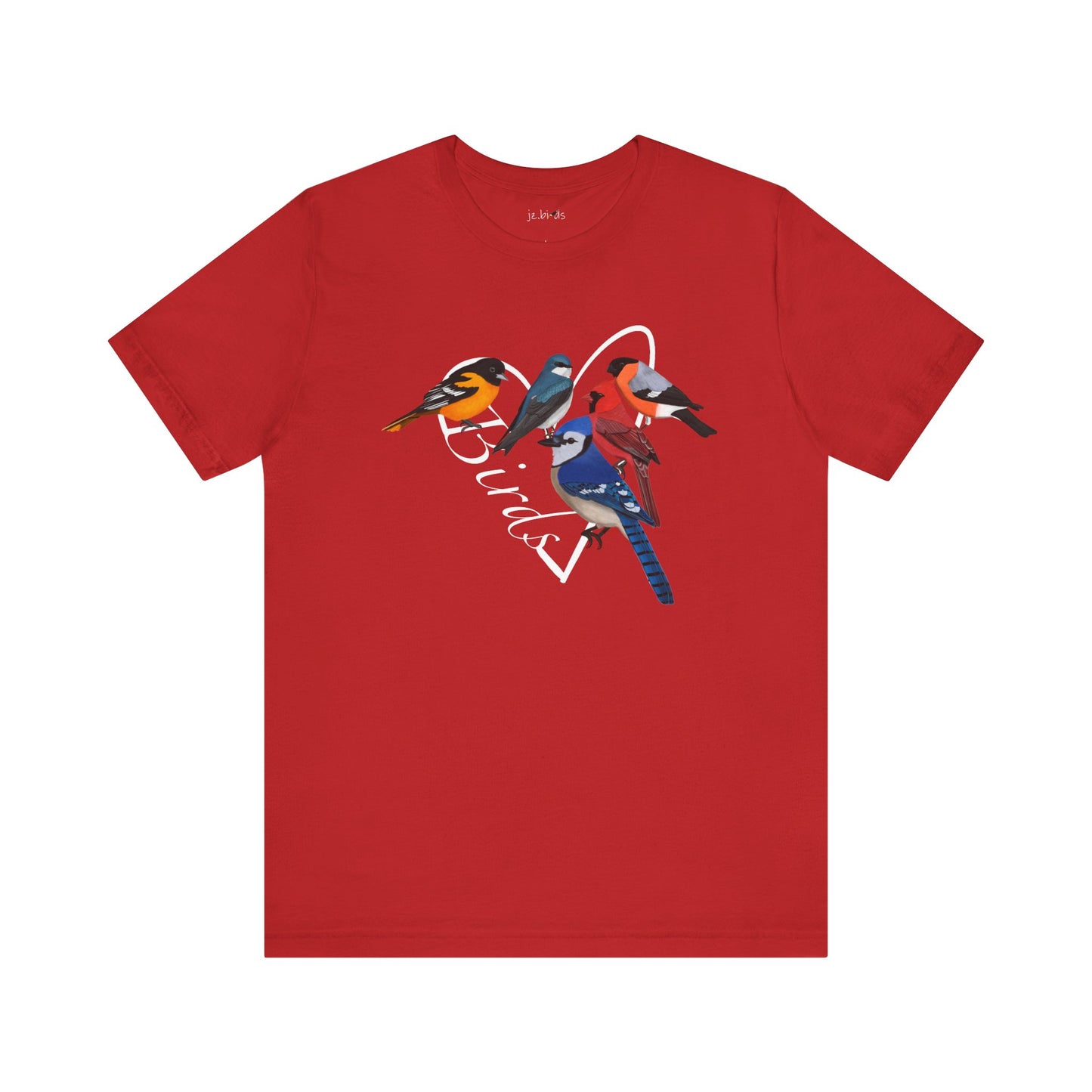 Blue Jay Cardinal Oriole Bullfinch Tree Swallow Heart Bird T-Shirt