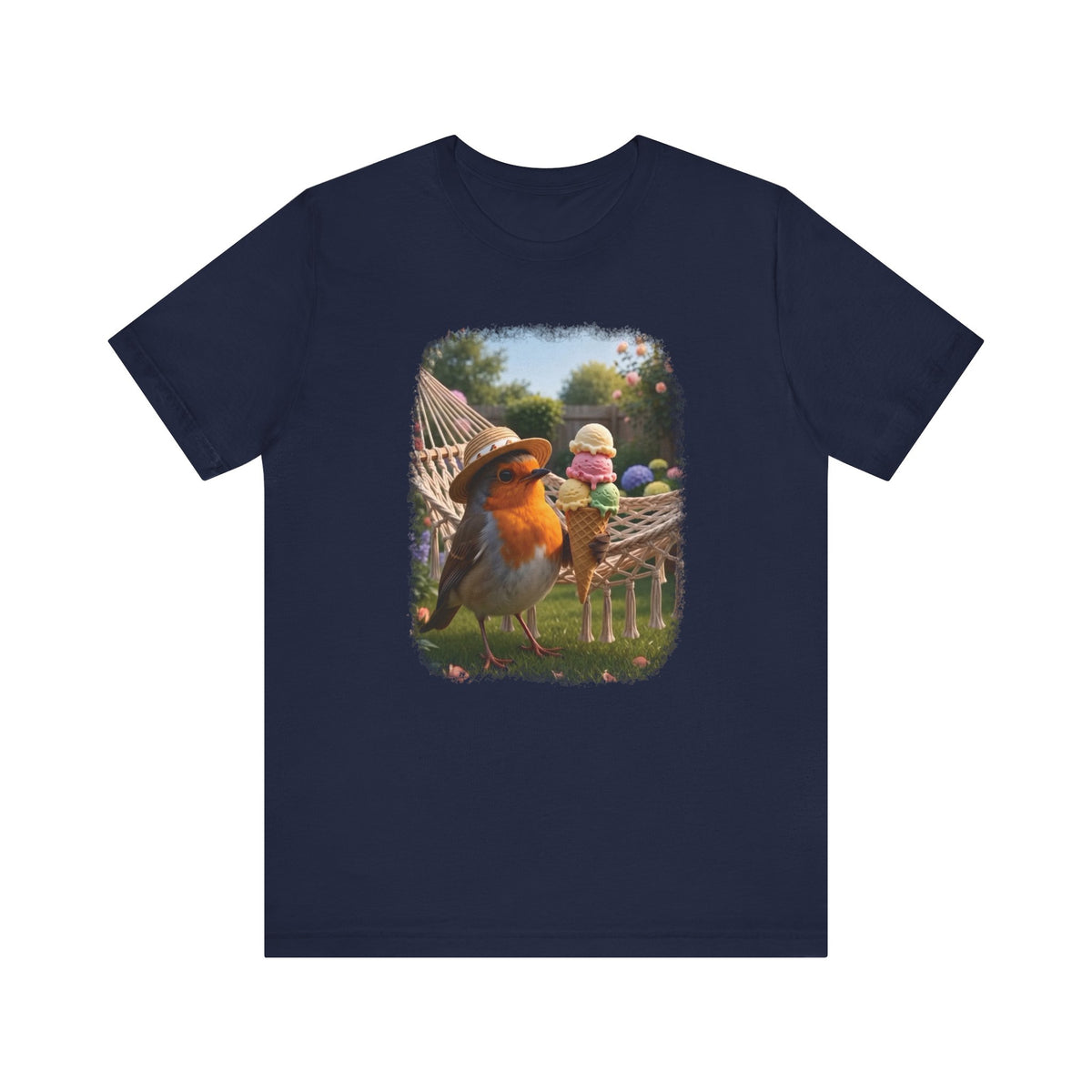Robin Rosi Ice Cream in the Garden Premium T-Shirt for Bird Lovers