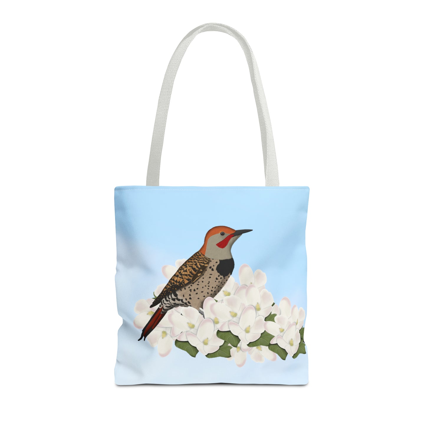 Northern Flicker in Spring Blossoms Bird Tote Bag 16"x16"