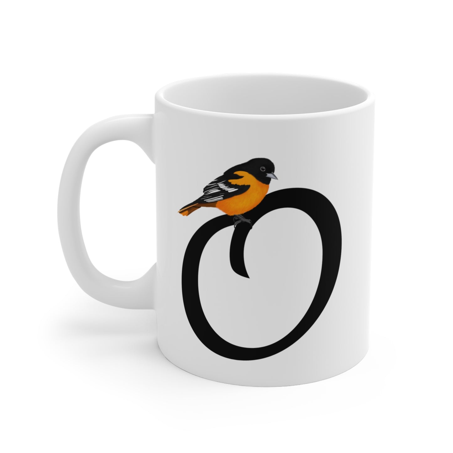 Oriole Letter O Bird Ceramic Mug 11oz White