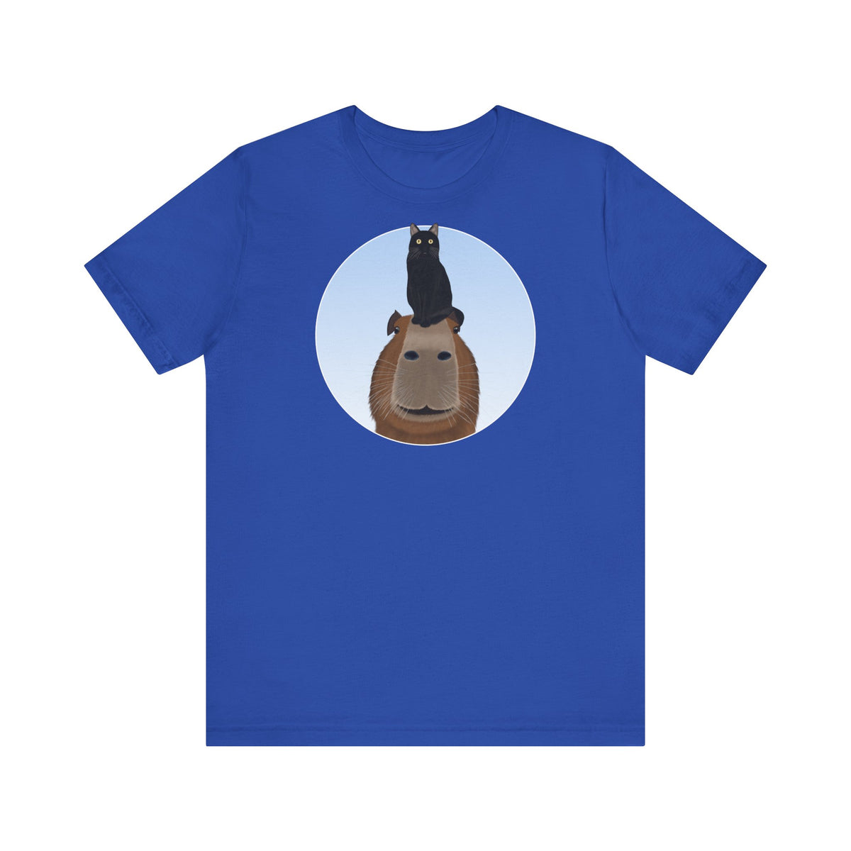 Capybara mit Schwarzer Katze T-Shirt