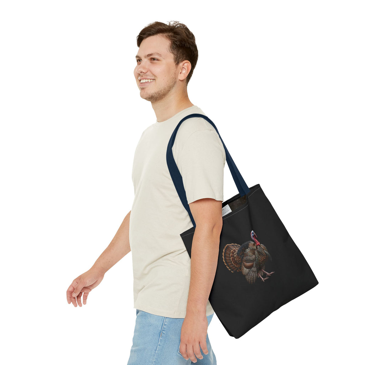 Thanksgiving Turkey Tote Bag | Wild Turkey on Black | Autumn Farmers Market Bag