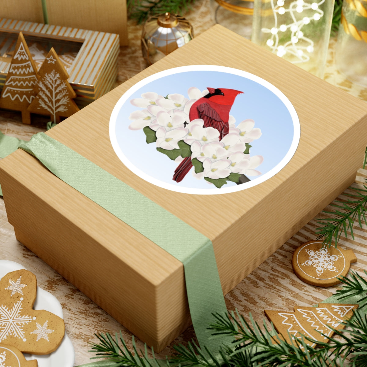 Cardinal Paper products – Spring Apple Blossoms Bird Sticker