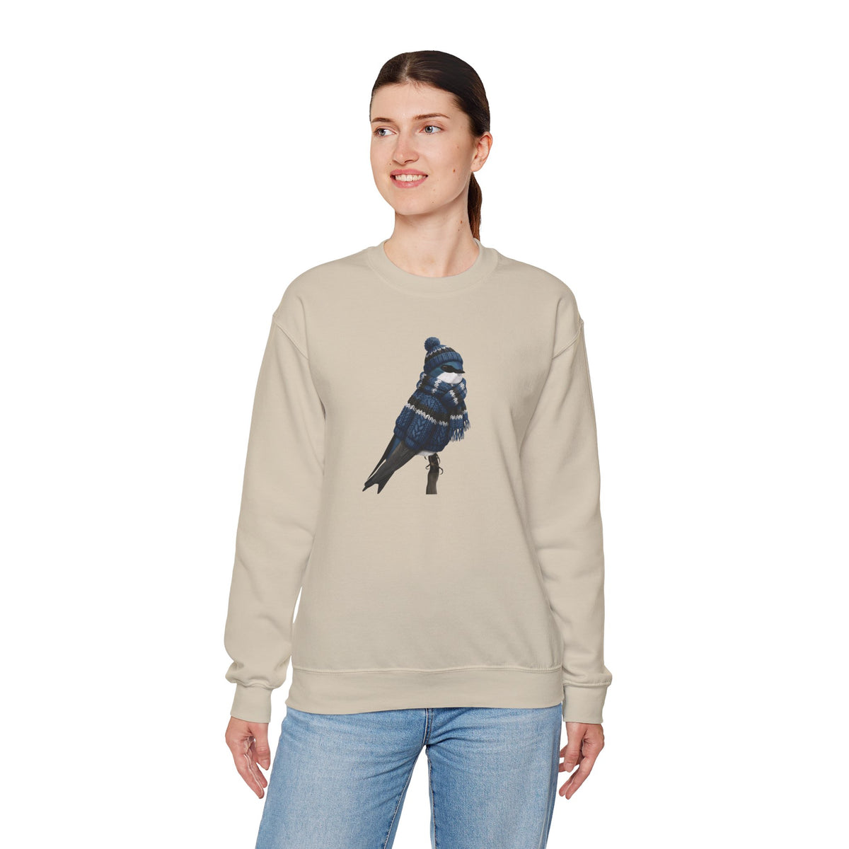 Tree Swallow Winter Sweatshirt | Bird Watcher Crewneck | Unisex Songbirds Wearing Knit Gift for Bird Lovers