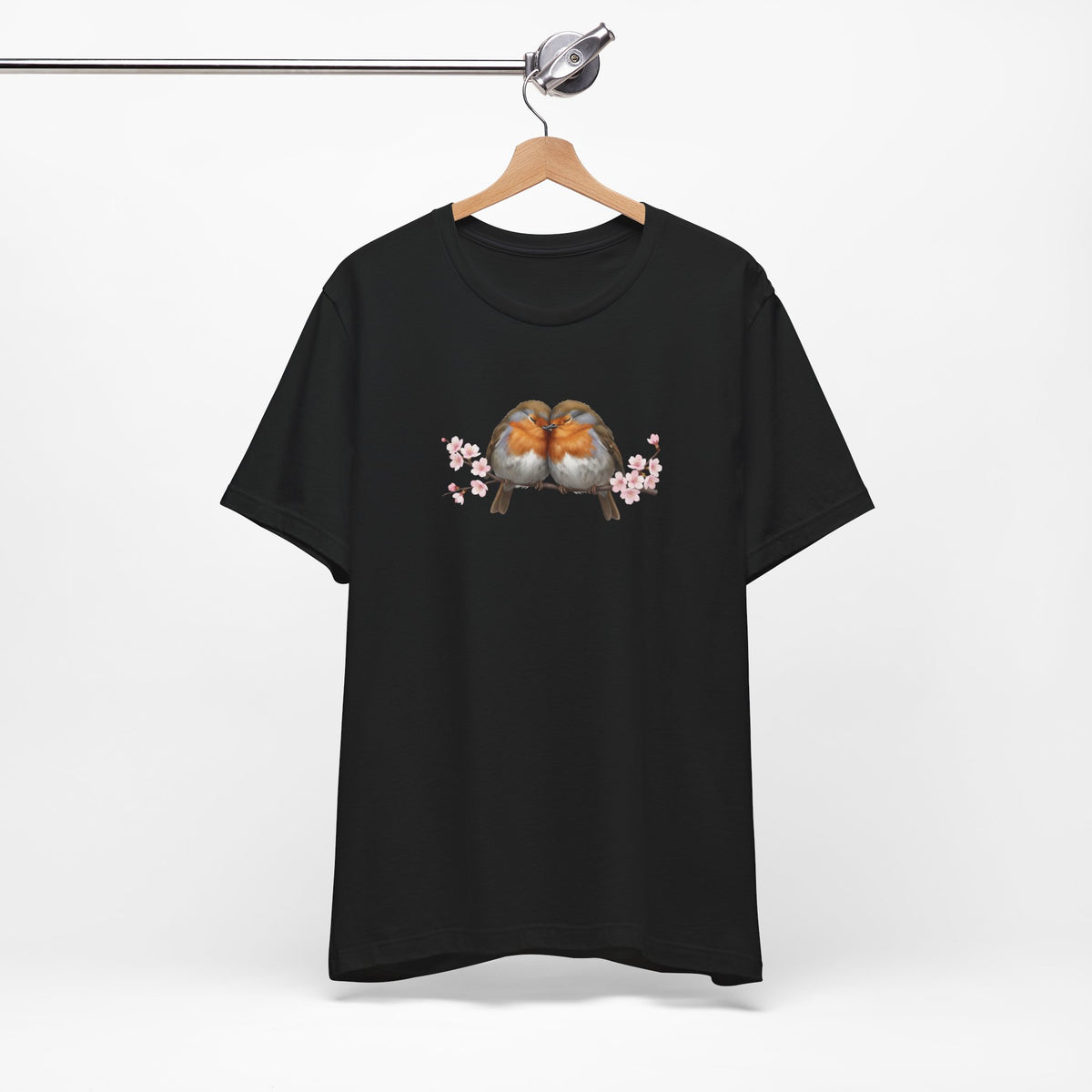 T-Shirt "Lovebirds" – Dolce Motivo Pettirossi & Fiori di Ciliegio