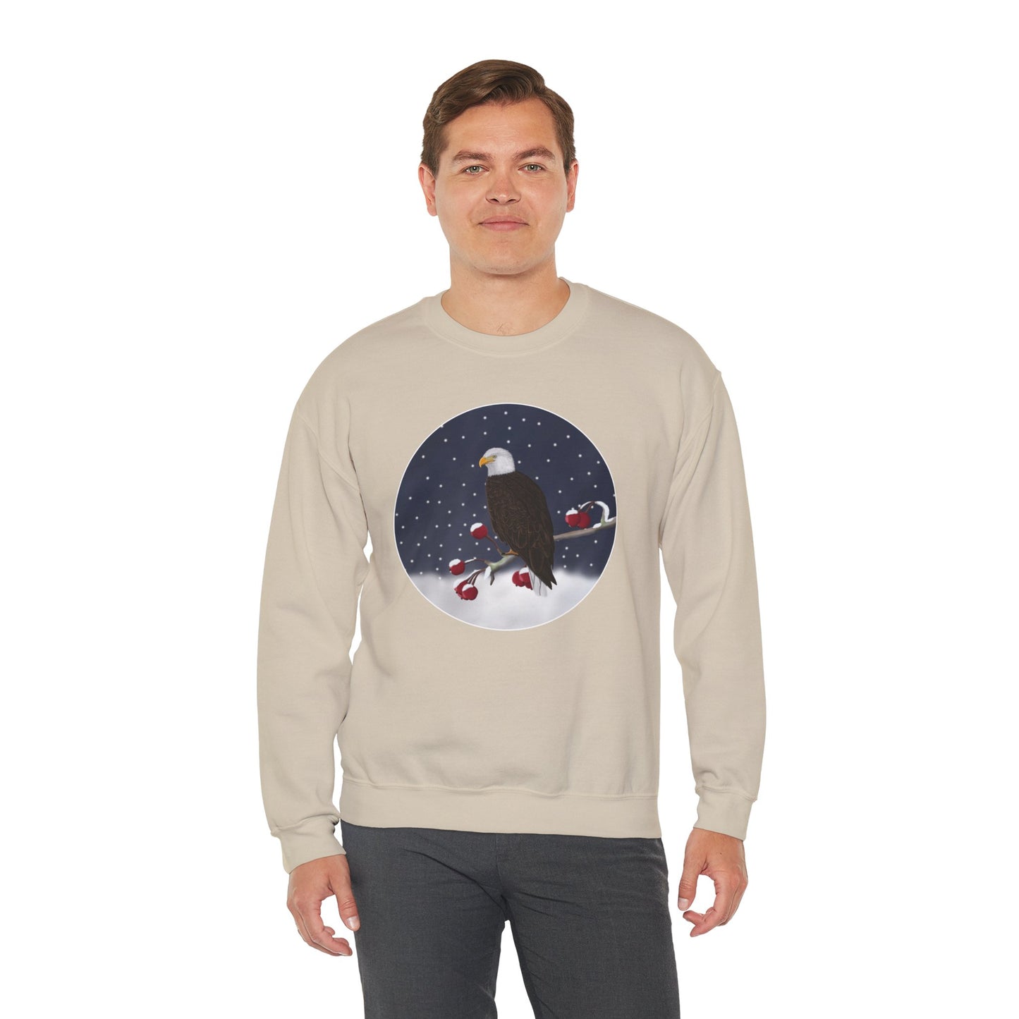 Bald Eagle on a Winter Branch Birdwatcher Christmas Bird Sweatshirt