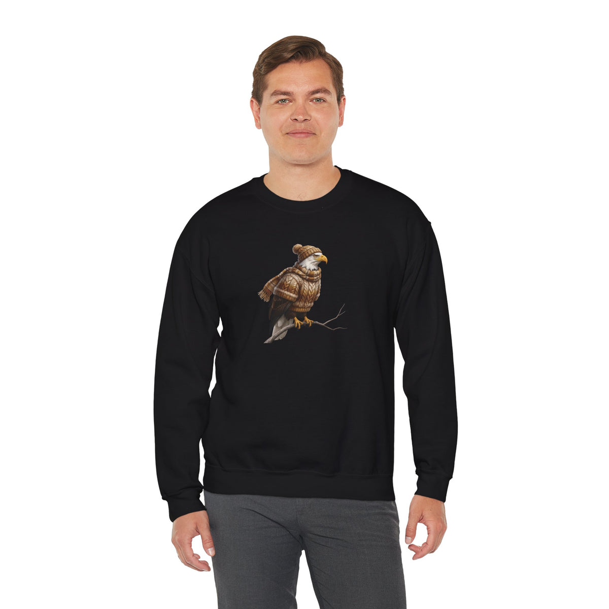 Bald Eagle Winter Sweatshirt | Bird Watcher Crewneck | Unisex Songbirds Wearing Knit Gift for Bird Lovers