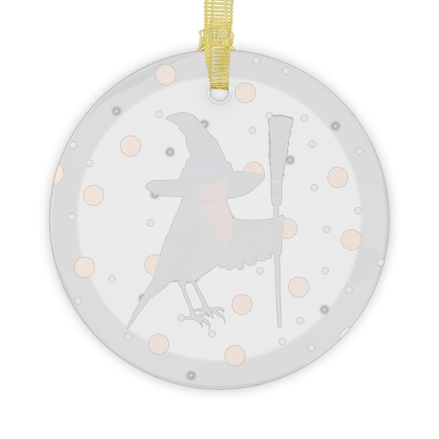 Robin with Witch Hat Halloween Bird Glass Ornament