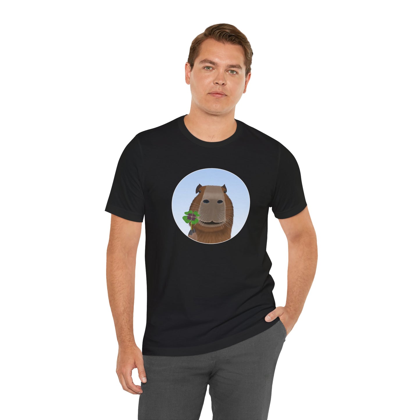 Capybara with Lucky Clover Funny T-Shirt