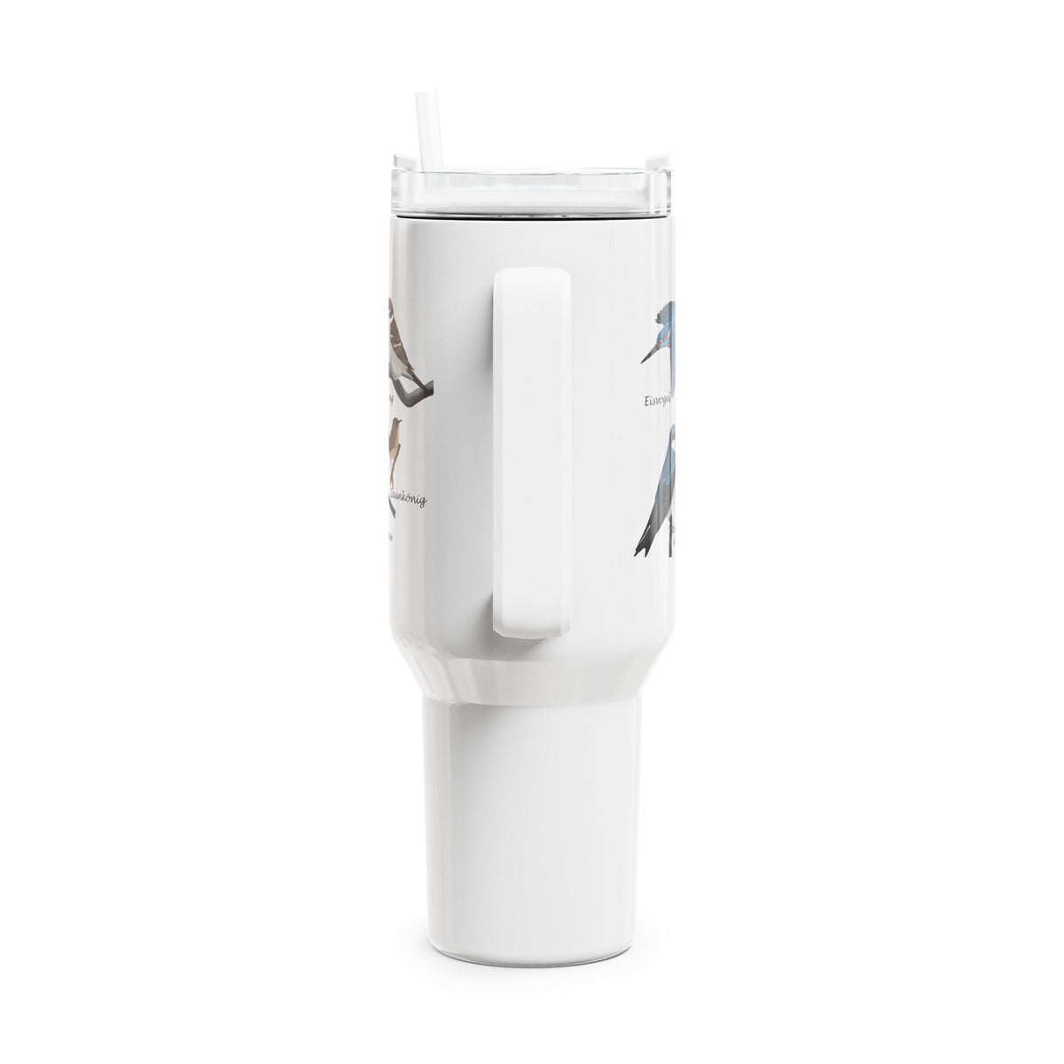 Rotkehlchen, Buntspecht und Amsel Tumbler in White