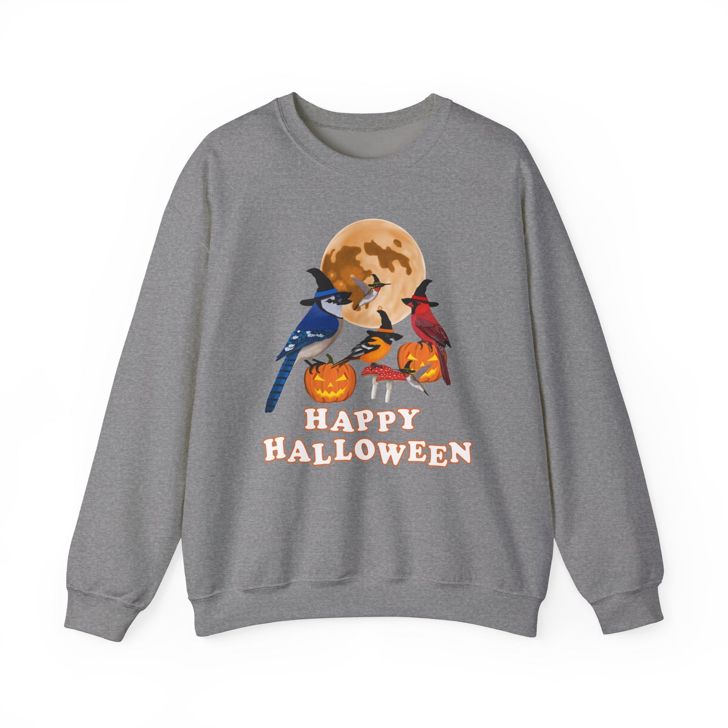 Blue Jay Cardinal Oriole Hummingbird Halloween Birds Witch Birdwatcher Sweatshirt