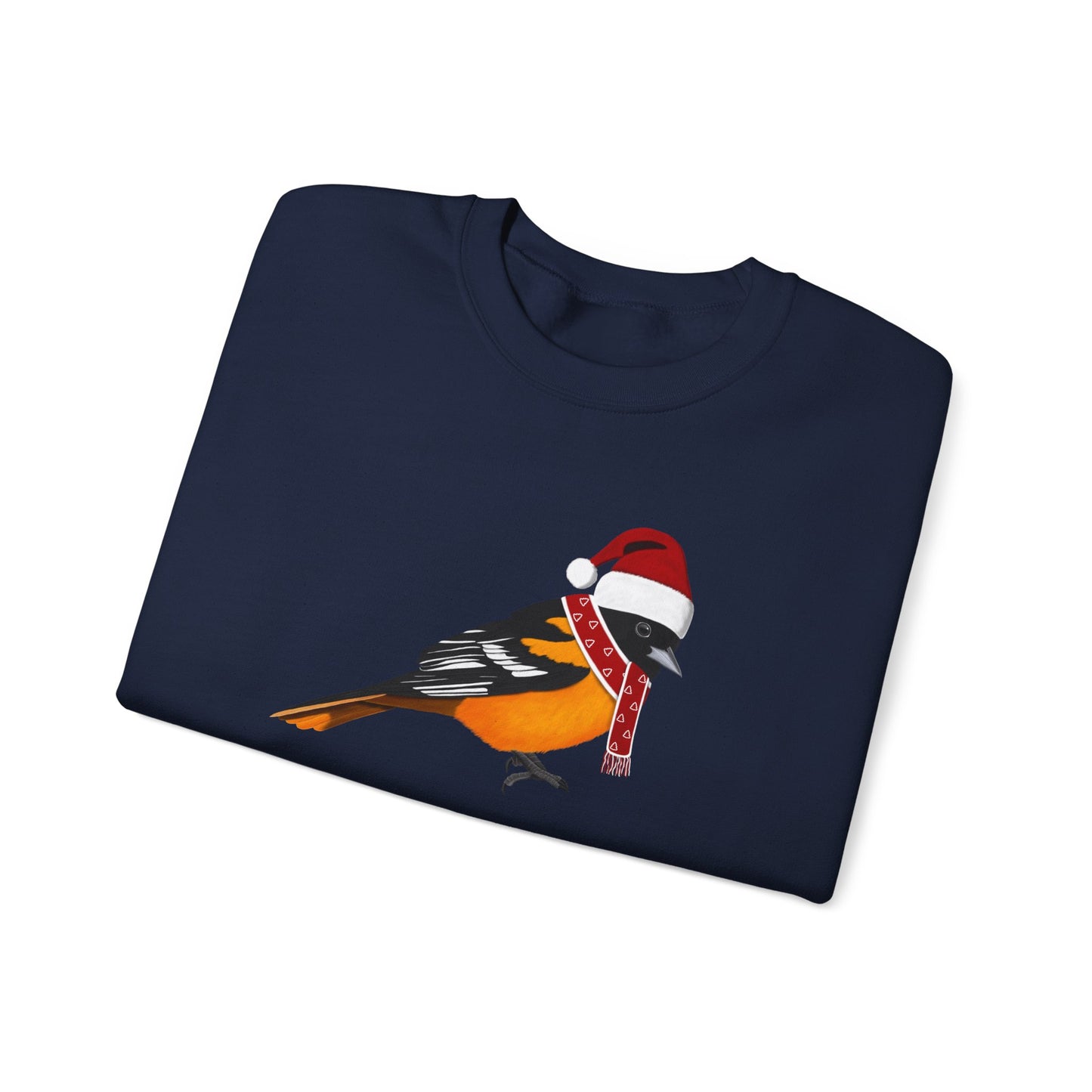 Baltimore Oriole with Christmas Hat Bird Birdwatcher Sweatshirt