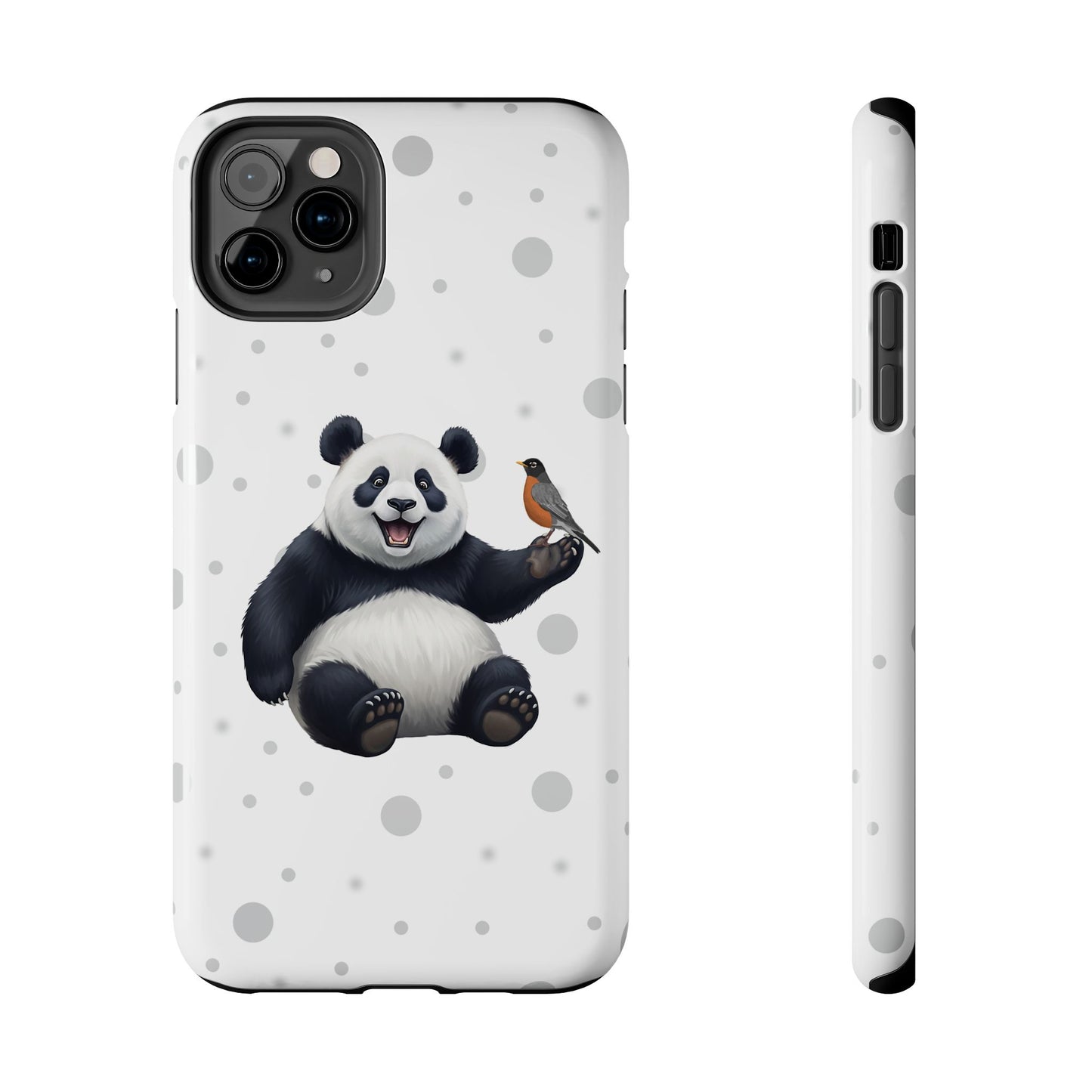 Cute Panda Bear with American Robin Animal iPhone Case - Dual-Layer PC/TPU Protective Cover for iPhone