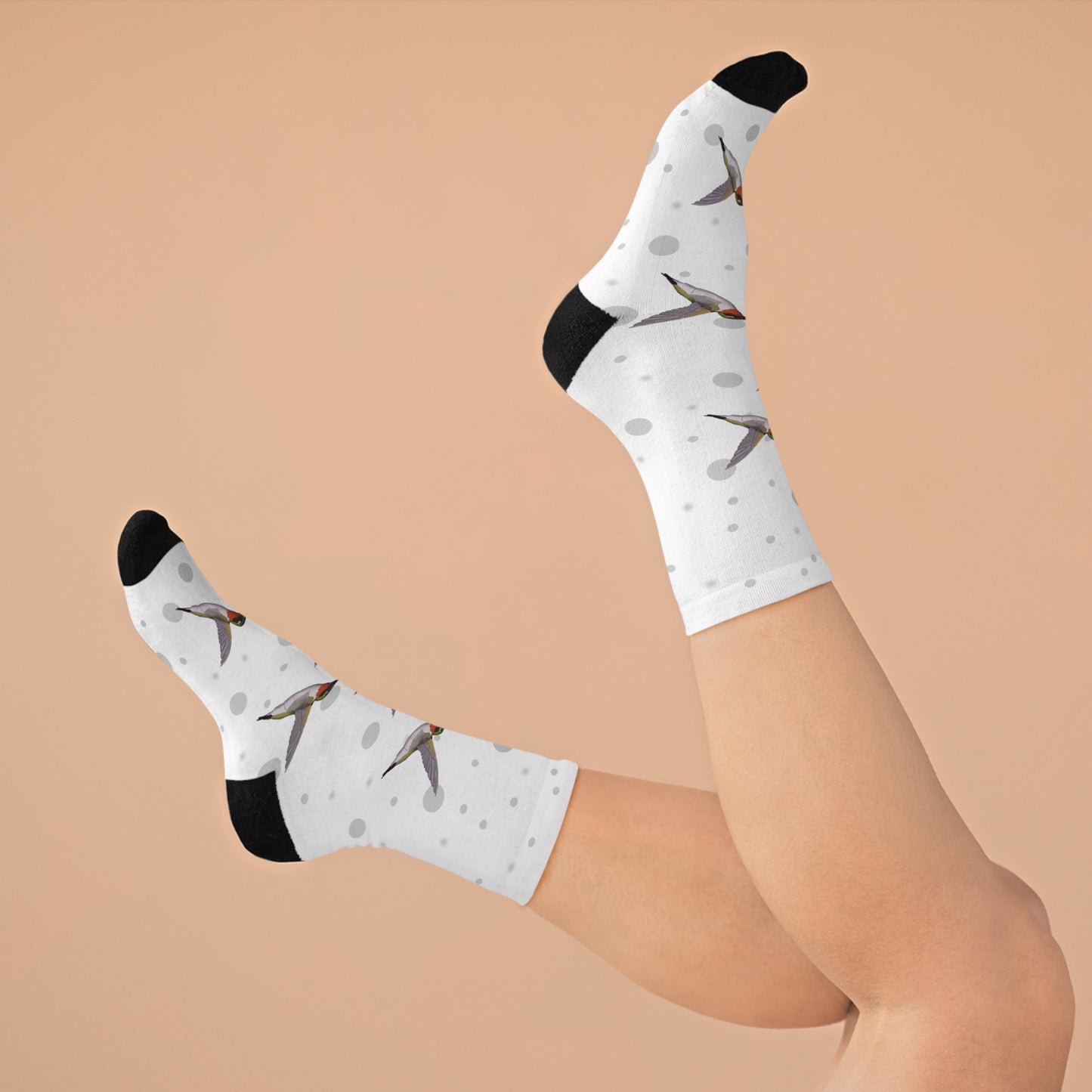 Hummingbird Socks White Bird Socks for Bird Lovers One Size