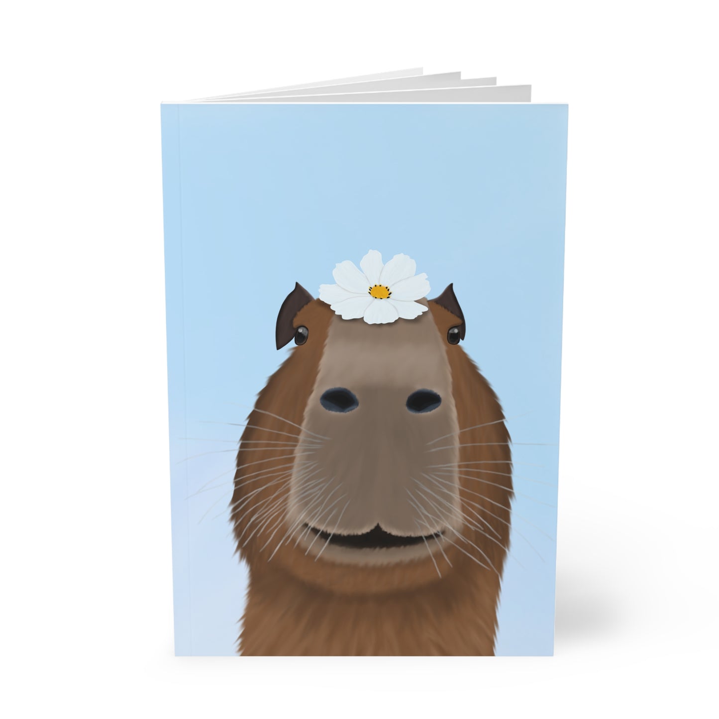 Capybara mit Blume A5 Softcover Notizbuch 150 Seiten Liniert
