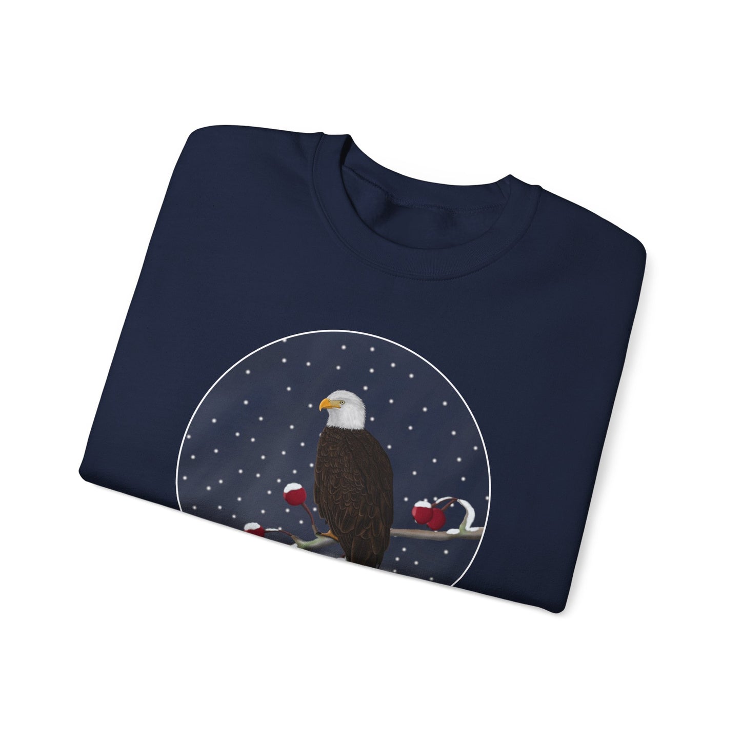 Bald Eagle on a Winter Branch Birdwatcher Christmas Bird Sweatshirt