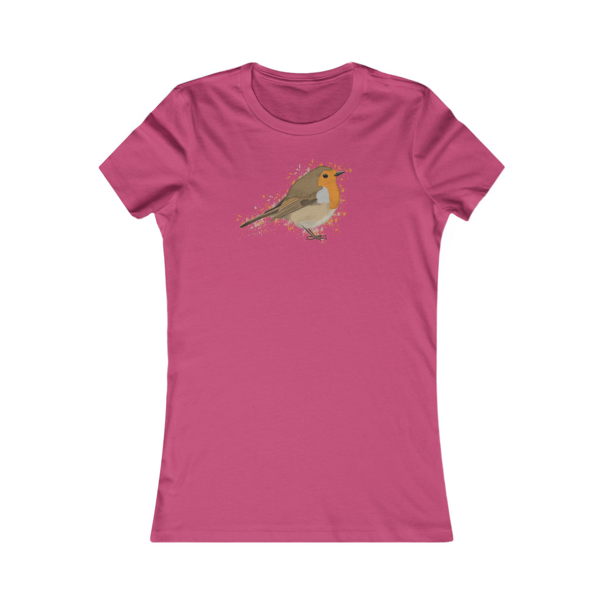 Rotkehlchen Frauen T-Shirt mit Bird Graphic Tee Hintergrund