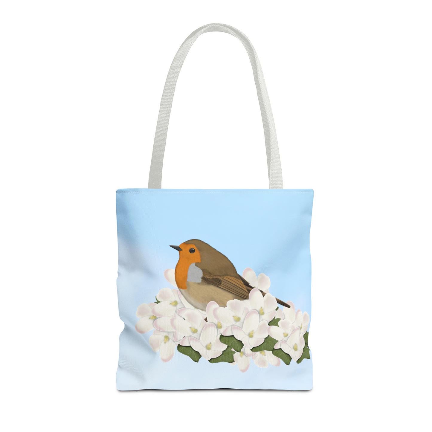 Robin in Spring Blossoms Bird Tote Bag 16"x16" - jz.birds