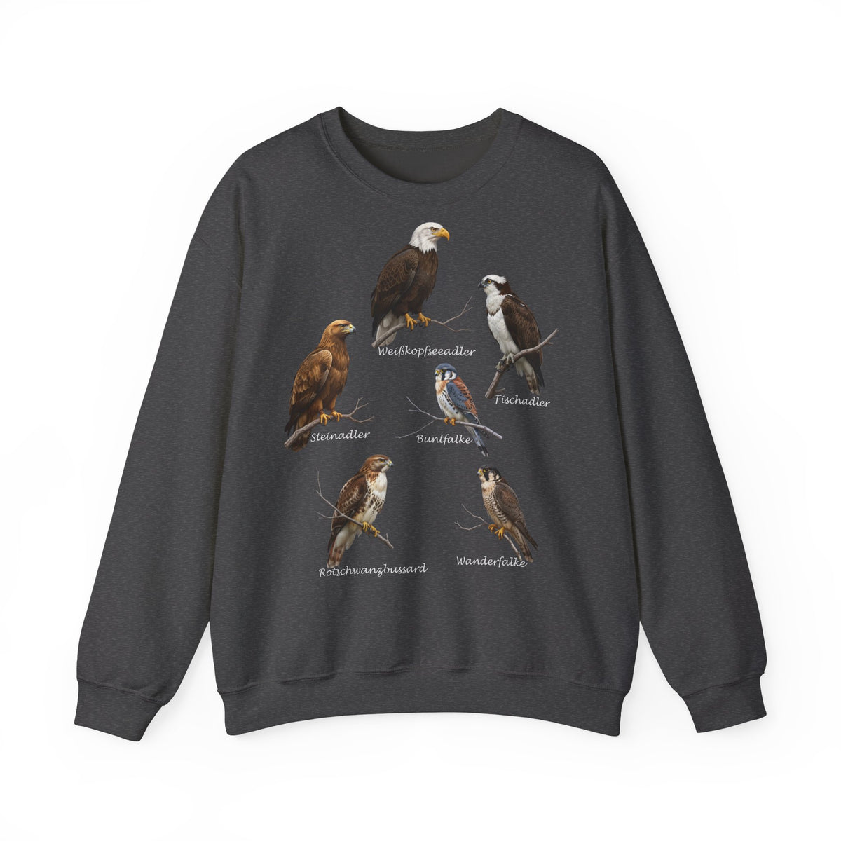 Sweatshirt mit Greifvögeln: Adler, Falke & Co. | Vogelkunde Outdoor – Animal Graphic Tee, Vogelmotiv