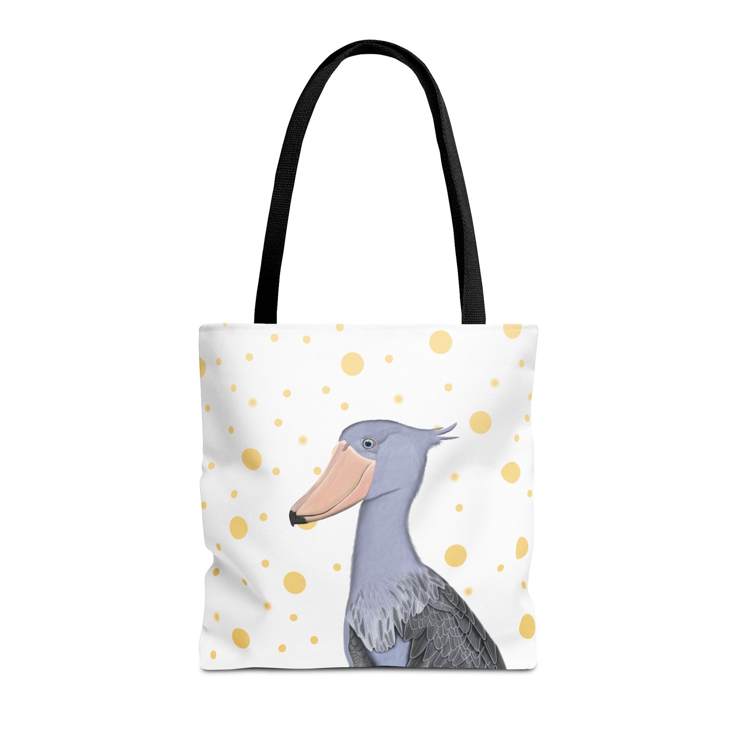 Schuhschnabel mit Goldenen Tragetasche – Accessories, All Over Print