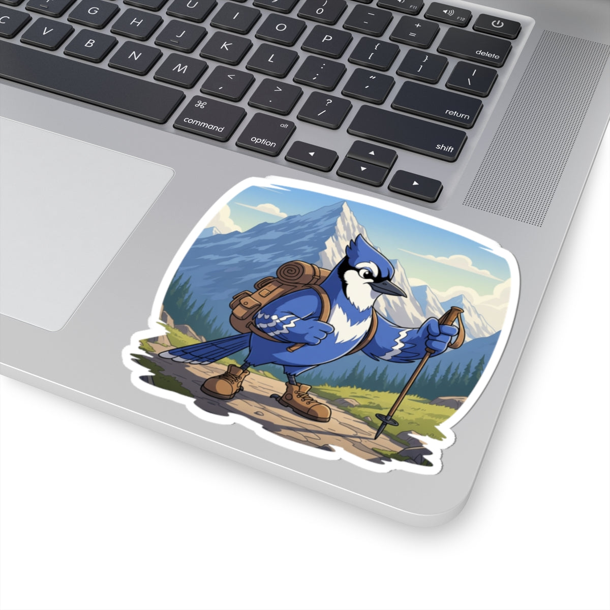 Blue Jay Hiking Kiss-Cut Sticker for Bird Watchers and Hiking Lovers