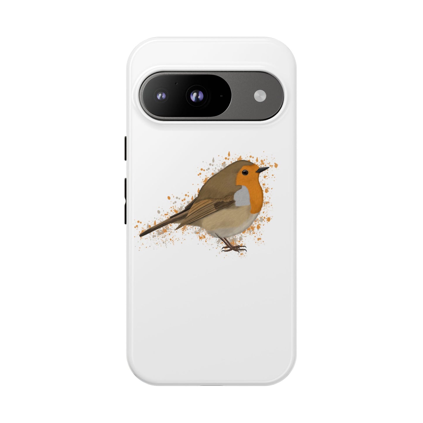 Rotkehlchen Vogel iPhone & Google Pixel Vogelmotiv Handyhülle Weiß