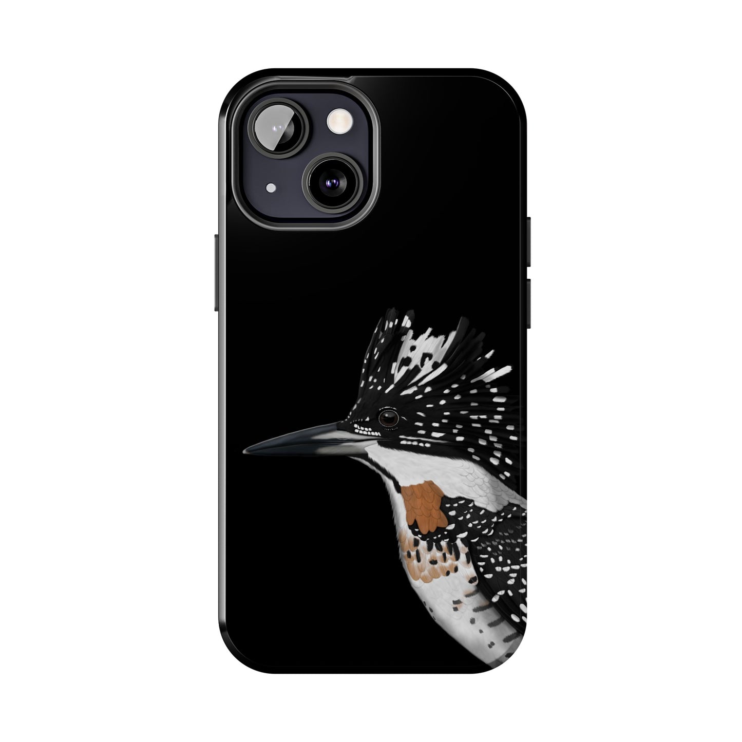 Crested Kingfisher Bird Art Tough Phone Case Black