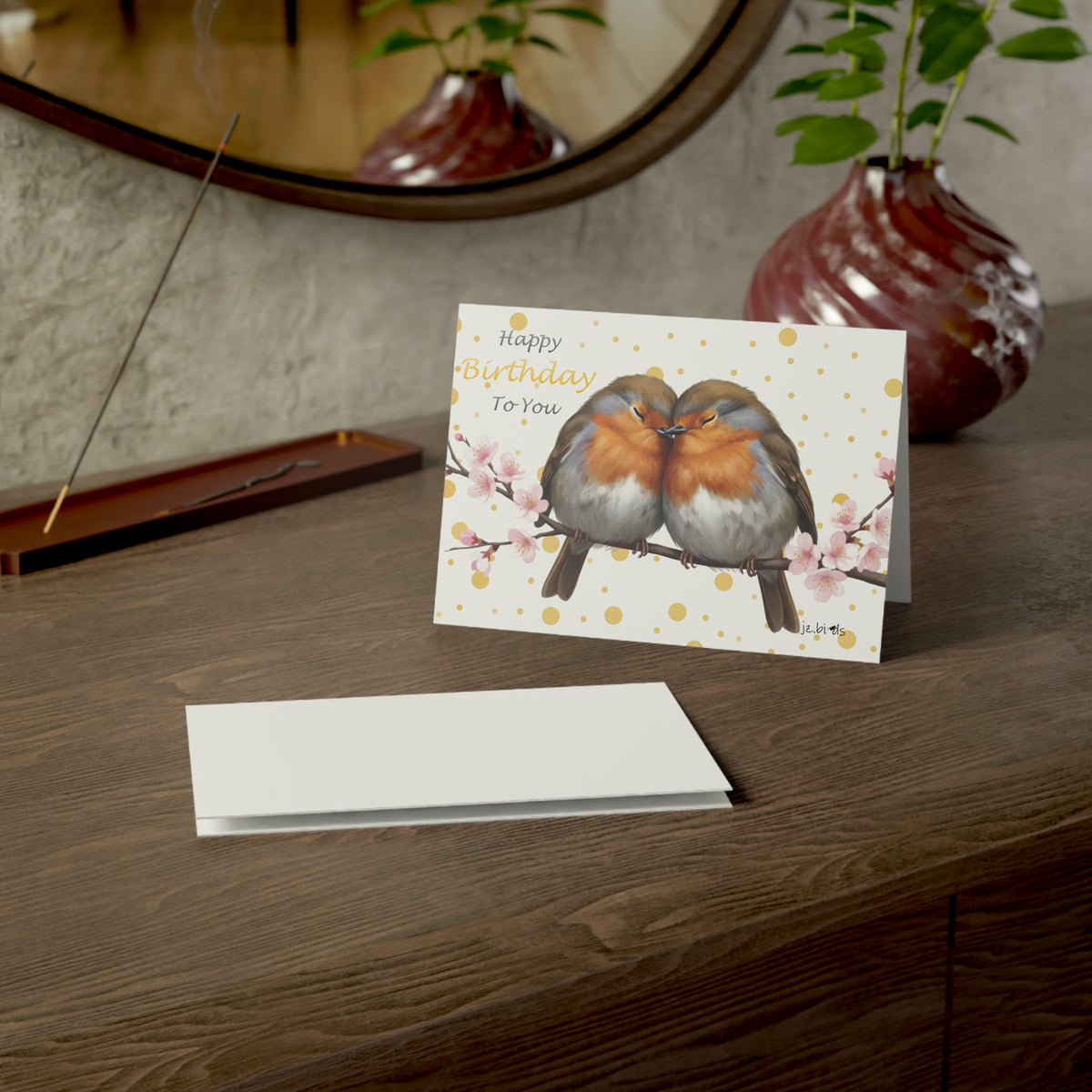 Robin Birthday Cards – bird card, greeting