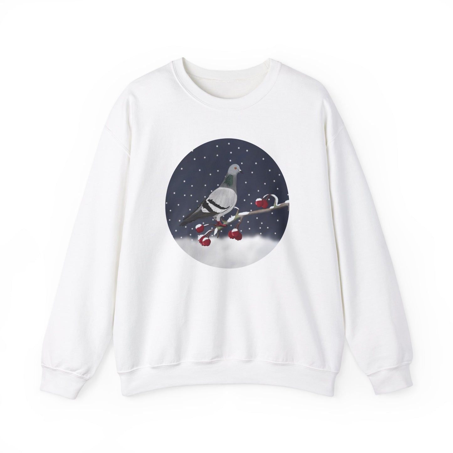 Pigeon on a Winter Branch Birdwatcher Christmas Bird Sweatshirt