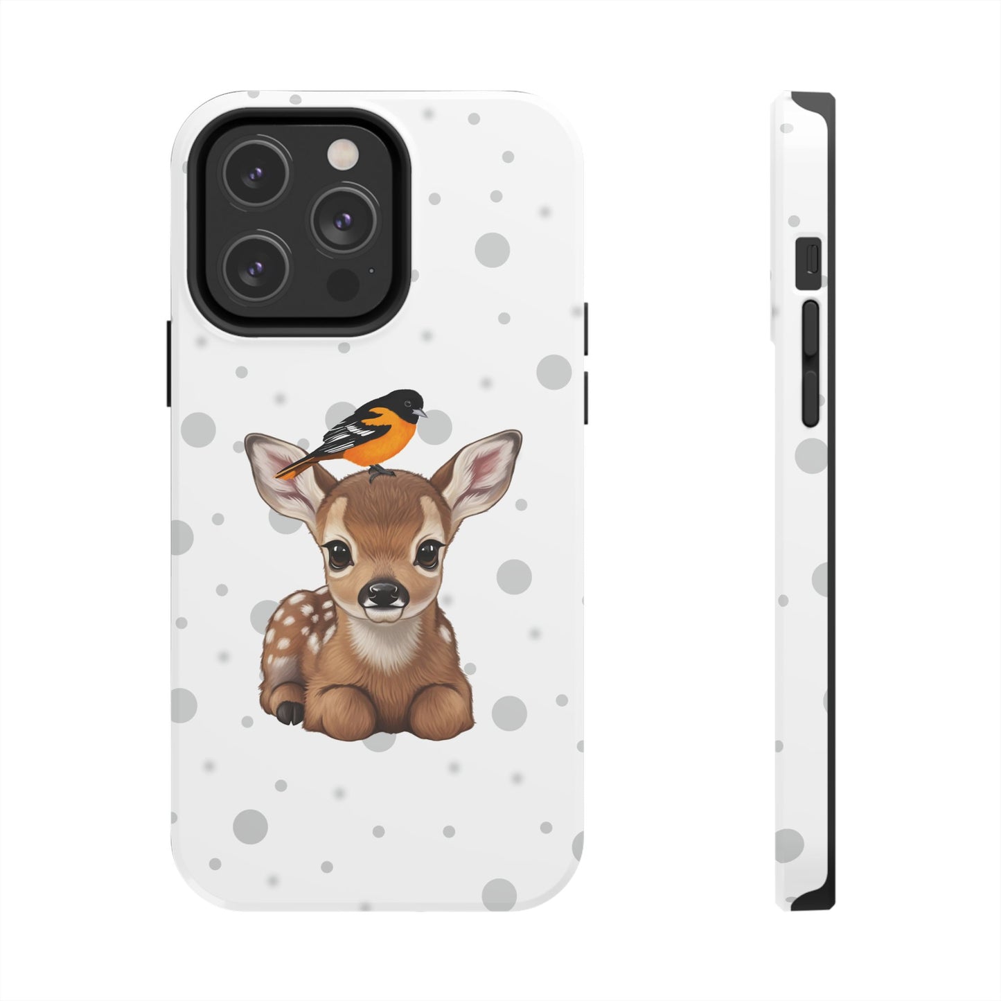 Cute Fawn with a Oriole Animal iPhone Case - Dual-Layer PC/TPU Protective Cover for iPhone