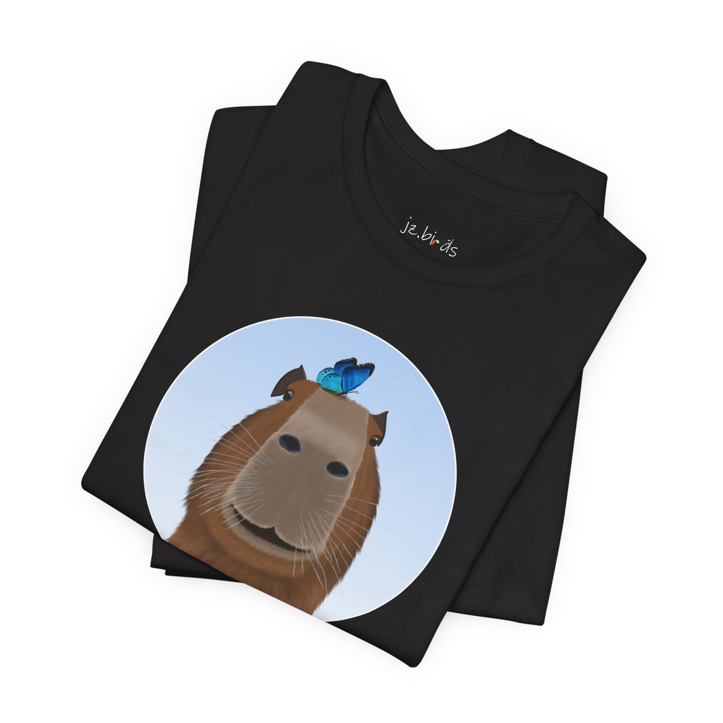 Capybara with Butterfly Friend on Head Funny T-Shirt