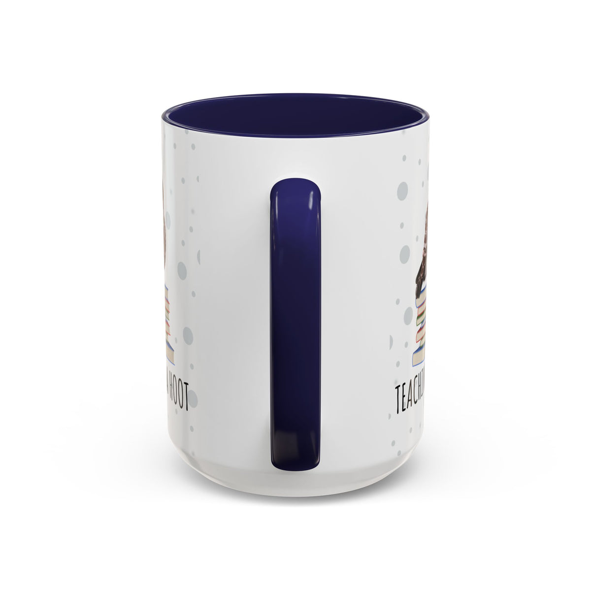 Cute Owl on Books Teacher Mug – Teaching is a Hoot – Two-Tone Classroom Coffee Cup