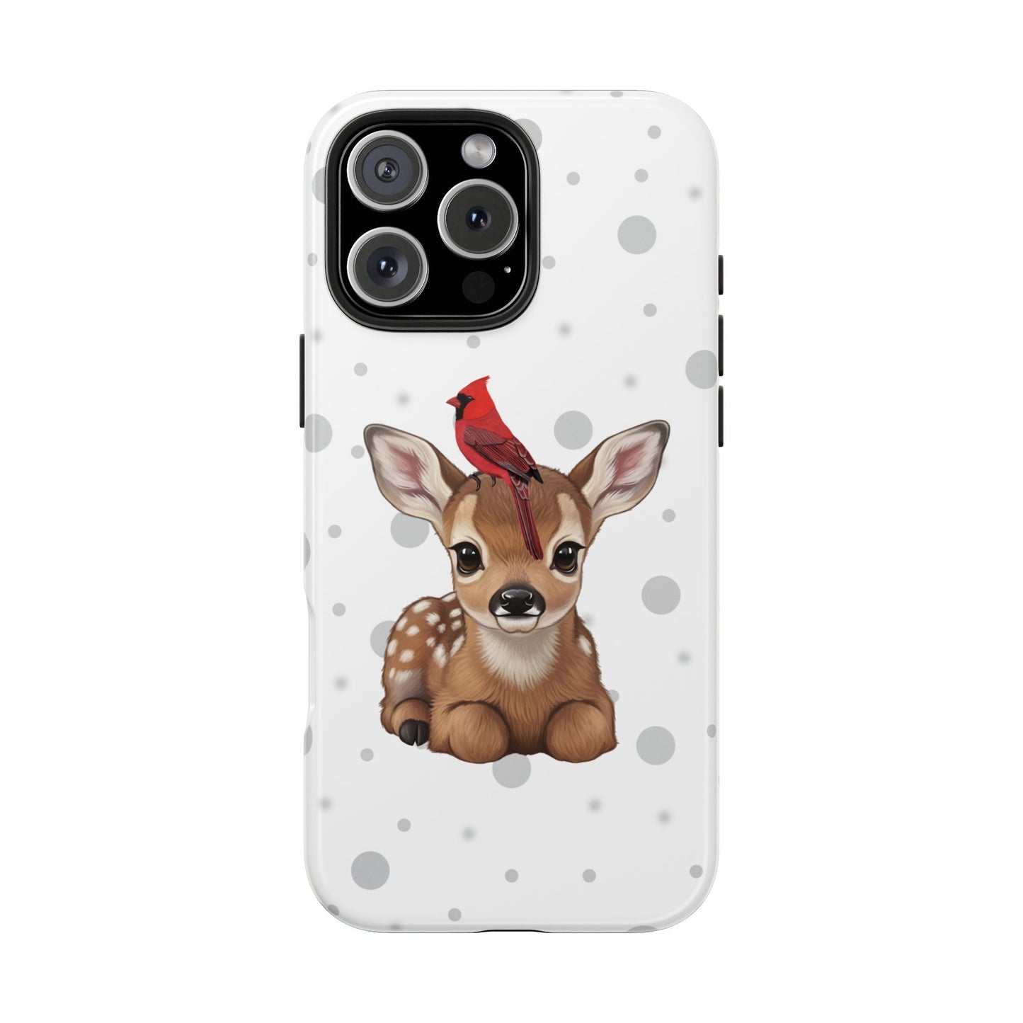 Cute Fawn with a Cardinal Animal iPhone Case - Dual-Layer PC/TPU Protective Cover for iPhone
